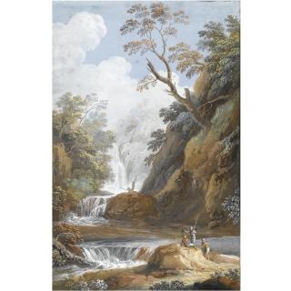 Hendrik Frans Van Lint - A Pair Of Mountainous River Landscapes, Both With Figures In The Foreground