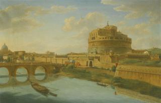 Hendrik Frans Van Lint - Rome, A View Of The Tiber With The Castel Sant\' Angelo And Ponte Sant\'Angelo, Saint Peter\'S Basilica Beyond