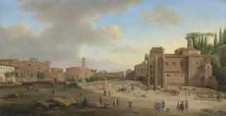 Hendrik Frans Van Lint - The Forum, Rome, with Santa Francesca Romana and the Colosseum beyond