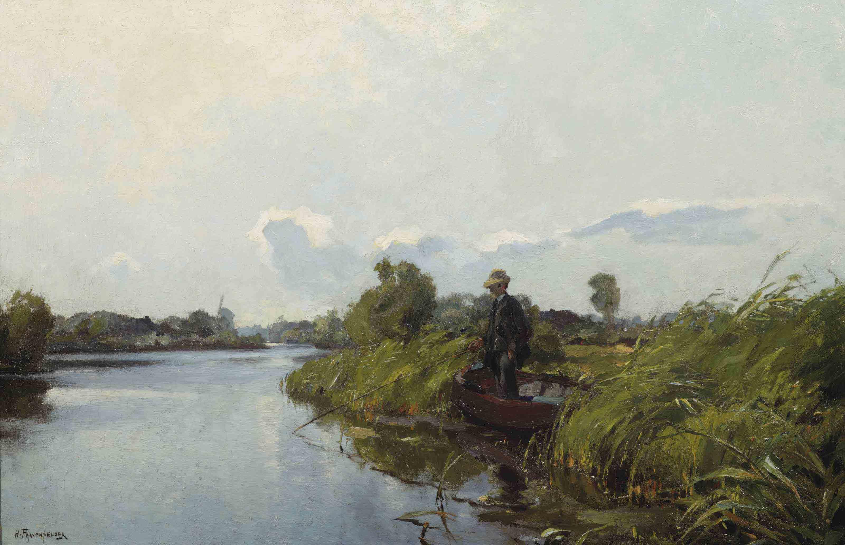 Hendrik Frauenfelder - Man fishing in the Old Rhine