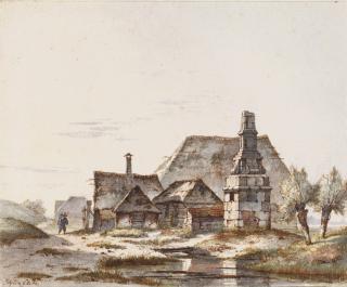 Hendrik Gerrit Ten Cate - The boundary-post on the way to Halfweg between Amsterdam and Haarlem