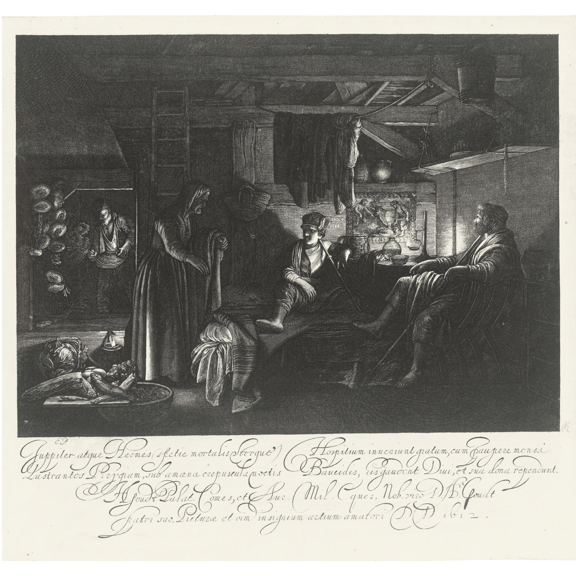 Hendrik Goudt - Jupiter And Mercury In The House Of Philemon And Baucis (Hollstein 6)