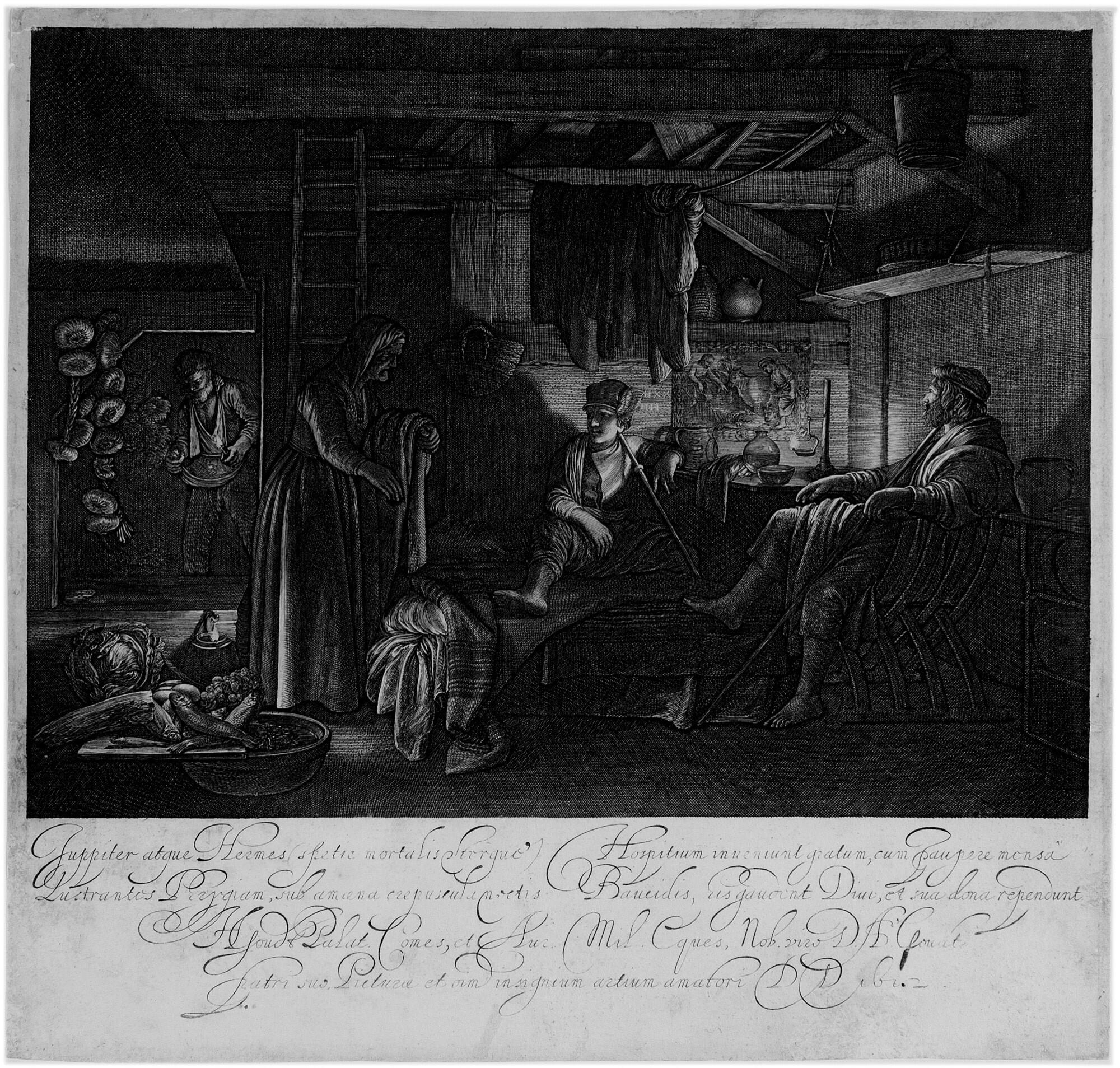 Hendrik Goudt - Jupiter und Merkur in der Hütte von Philemon und Baucis.