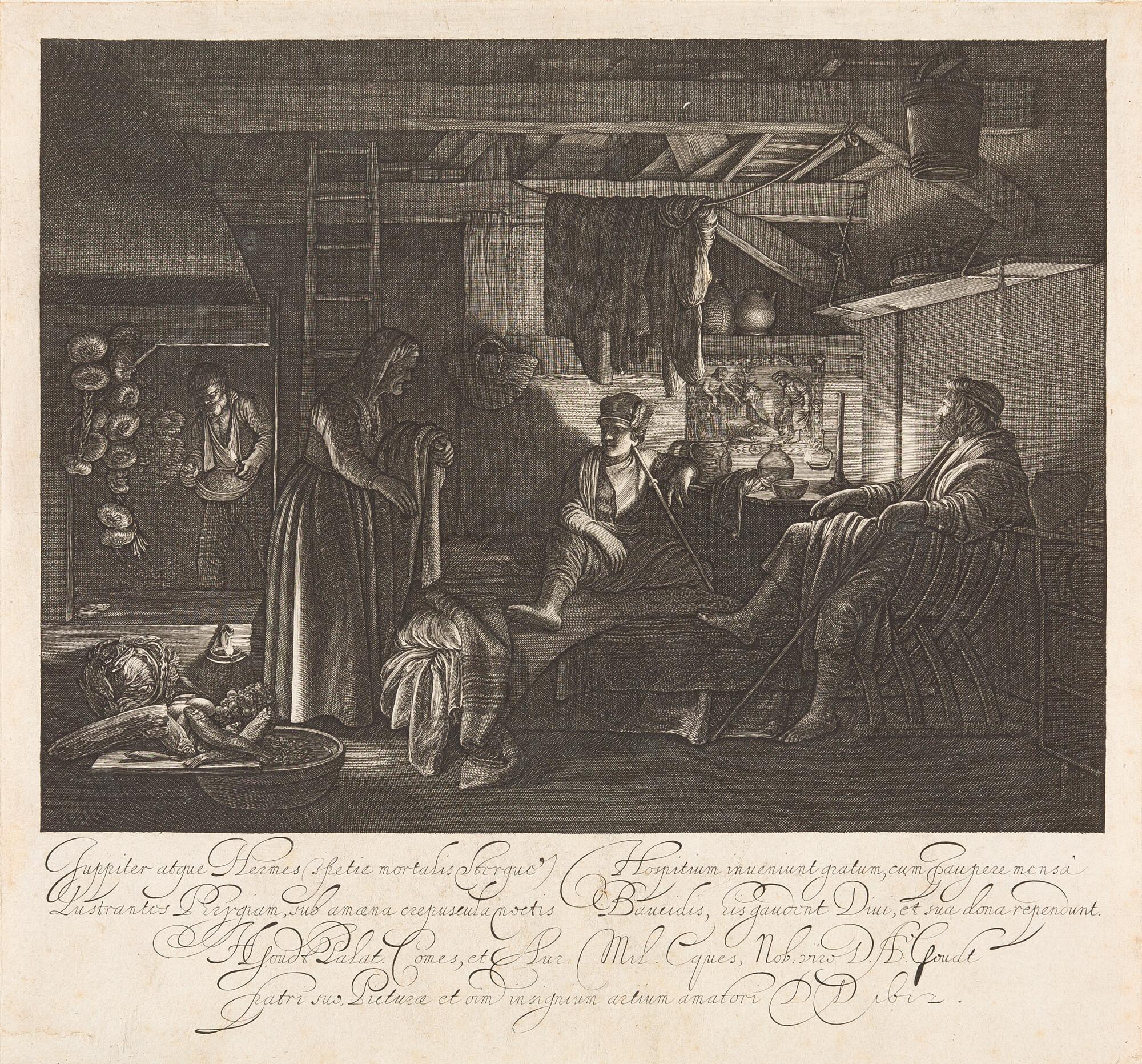 Hendrik Goudt - Jupiter und Merkur zu Besuch in der Hütte von Philemon und