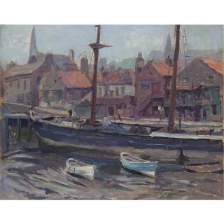 Hendrik Jan Wolter - Moored Boats Near A Village