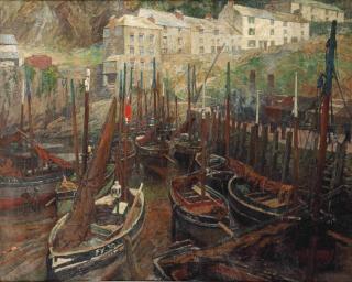 Hendrik Jan Wolter - Ships in the harbour of Polperro, United Kingdom