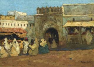 Hendrik Johannes Haverman - Figures in a North-African town
