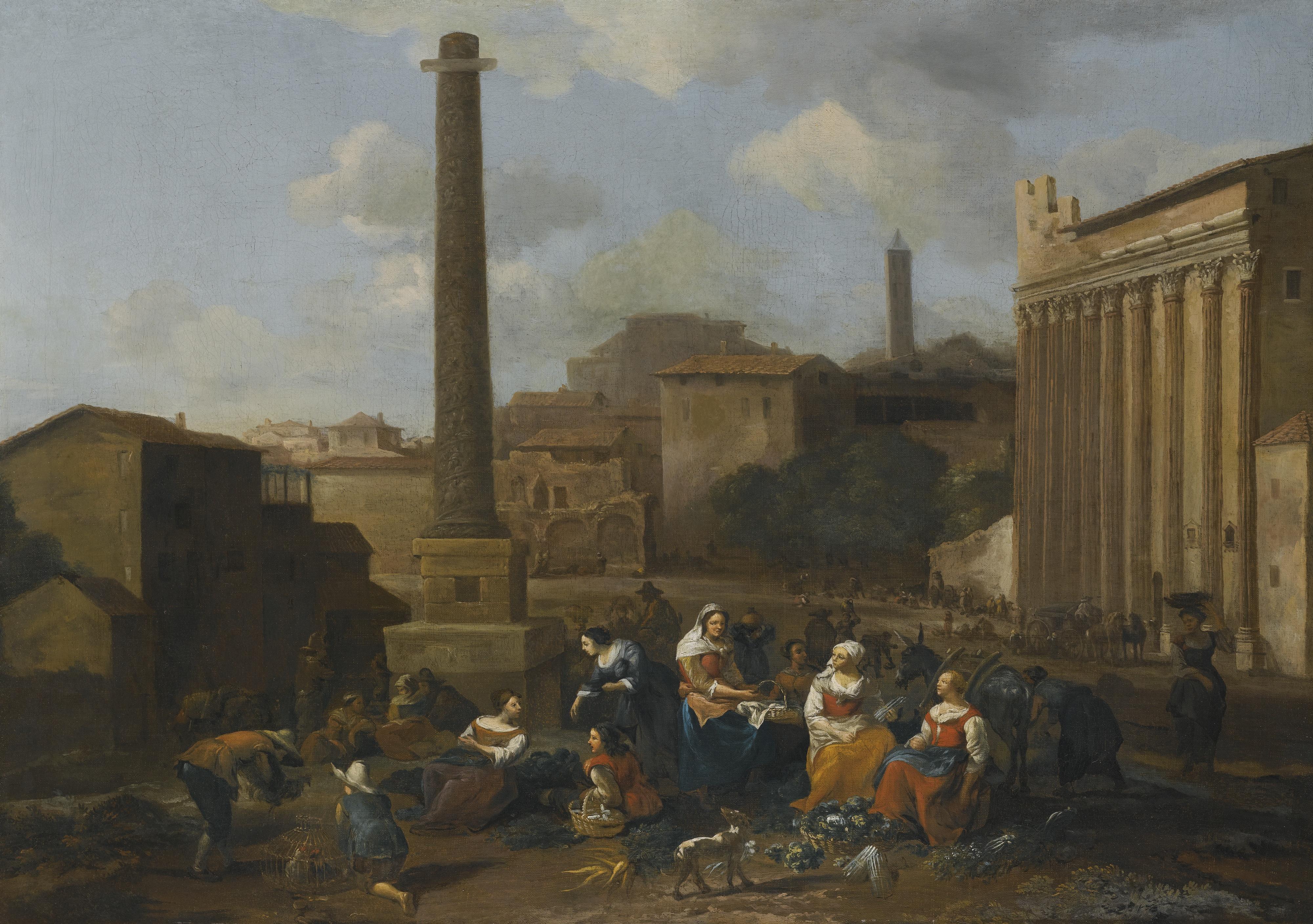 Hendrik Mommers - Figures Resting In A Capriccio View Of The Roman Forum