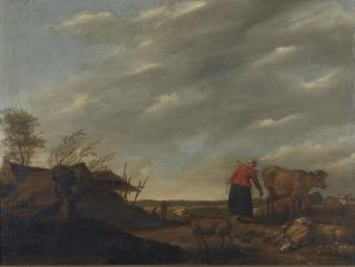 Hendrik Mommers - Landscape With A Milkmaid