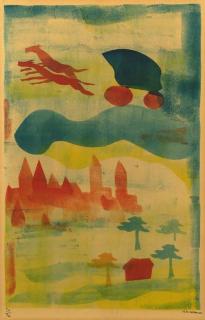 Hendrik Nicolaas Werkman - Blad 8 uit:Chassidische Legenden I (Martinet Hot Printing 42-g9)