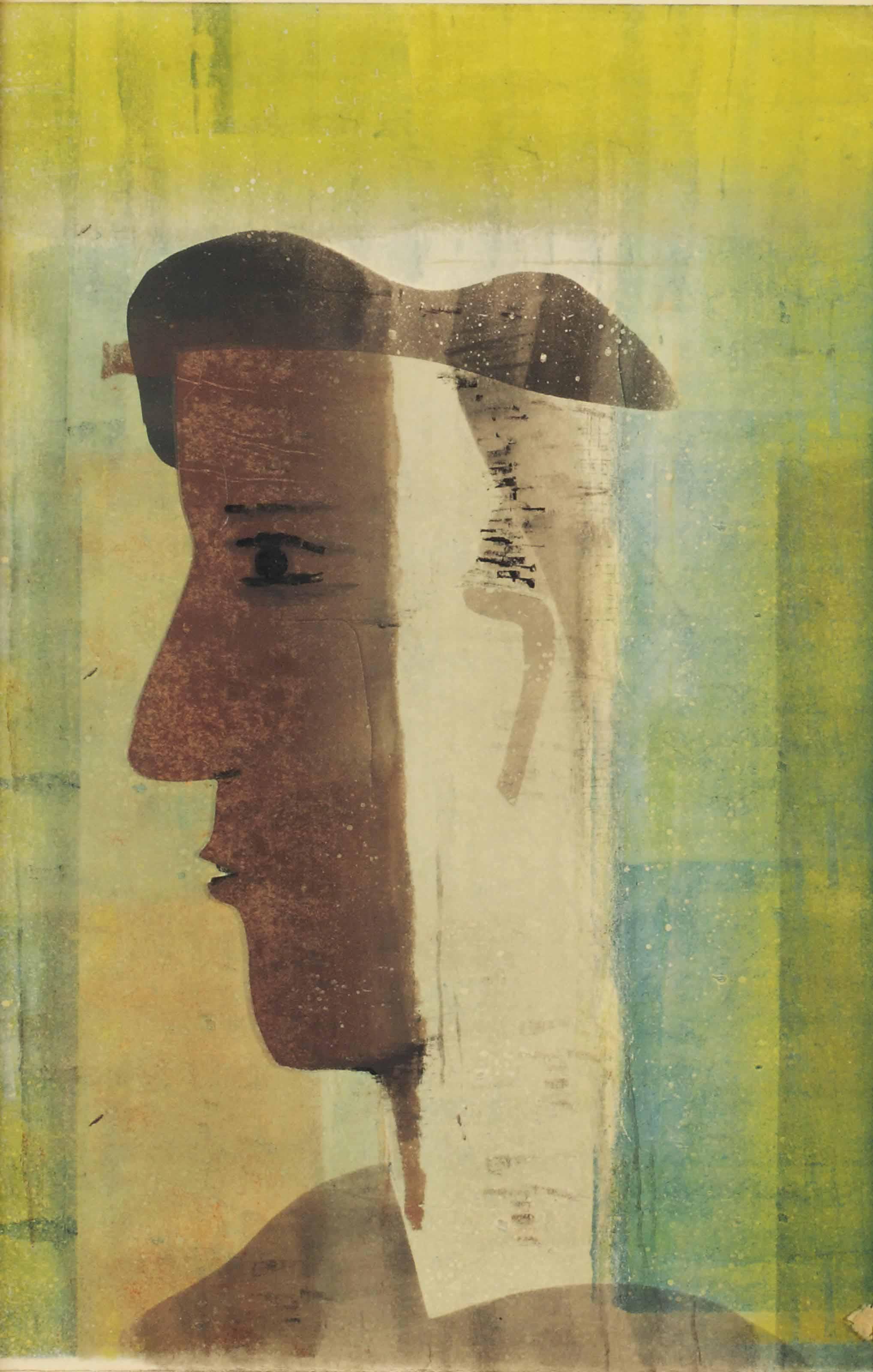 Hendrik Nicolaas Werkman - Kop in profiel naar links 2