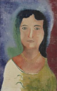 Hendrik Nicolaas Werkman - Vrouwenkop met gele halsketting