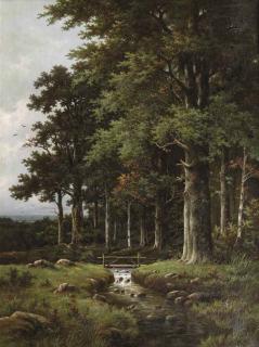Hendrik Pieter Koekkoek - A forest stream