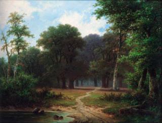 Hendrik Pieter Koekkoek - A path through a woodland
