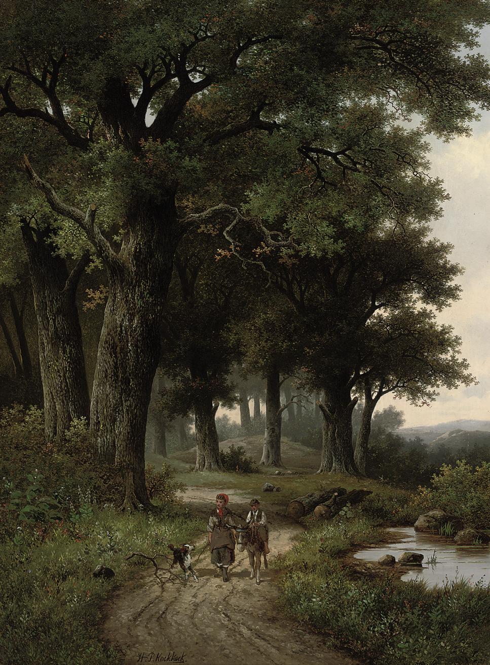 Hendrik Pieter Koekkoek - A walk in the forest