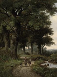 Hendrik Pieter Koekkoek - A walk in the forest