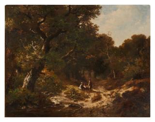Hendrik Pieter Koekkoek - Figures On A Forest Path