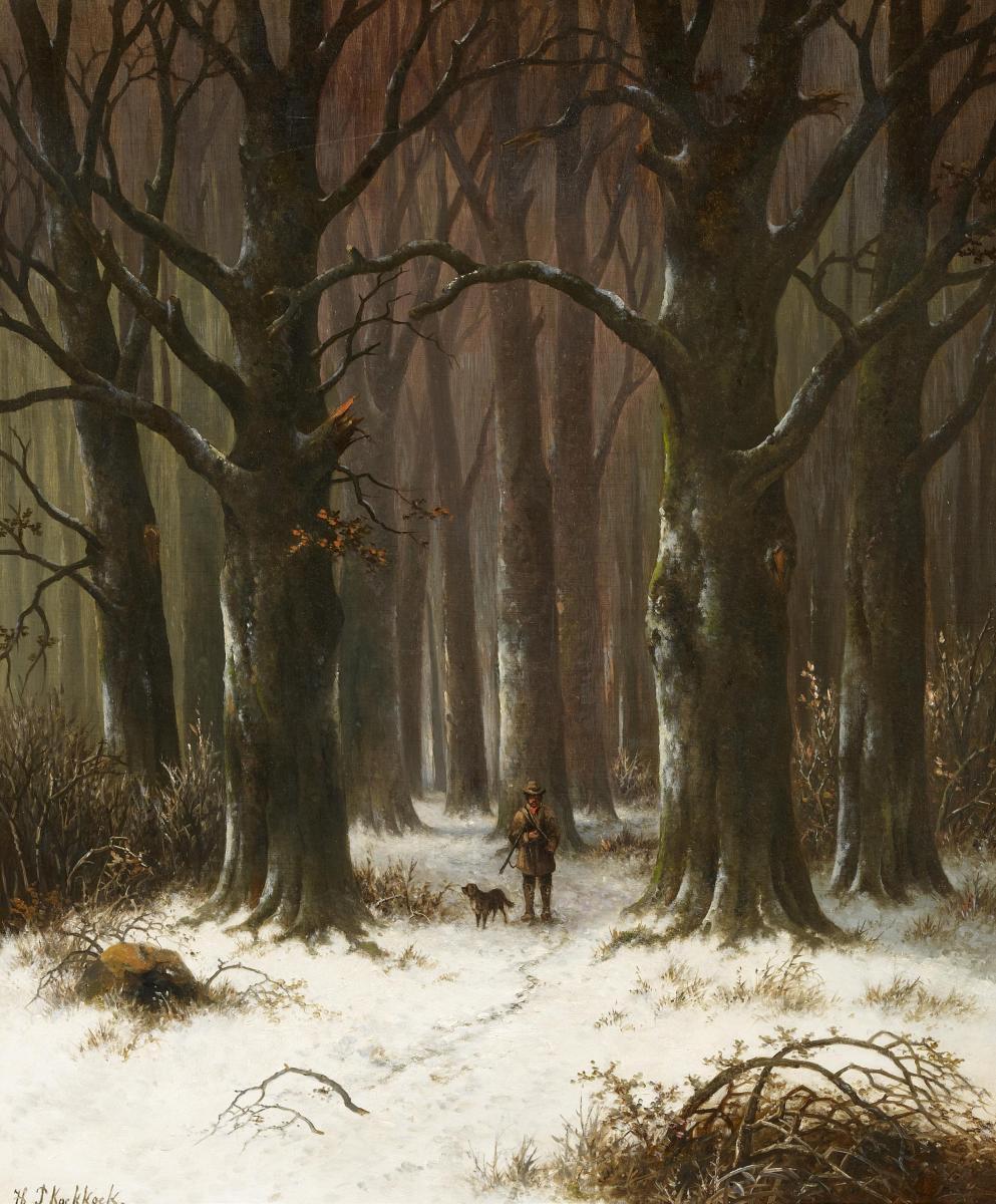 Hendrik Pieter Koekkoek - Jäger im Winterwald