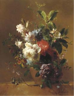 Hendrik Reekers - An exuberant still life with flowers
