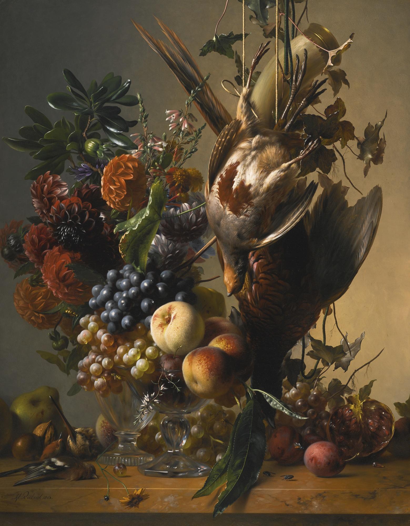 Hendrik Reekers - Dutch still Life With Game And Fruit