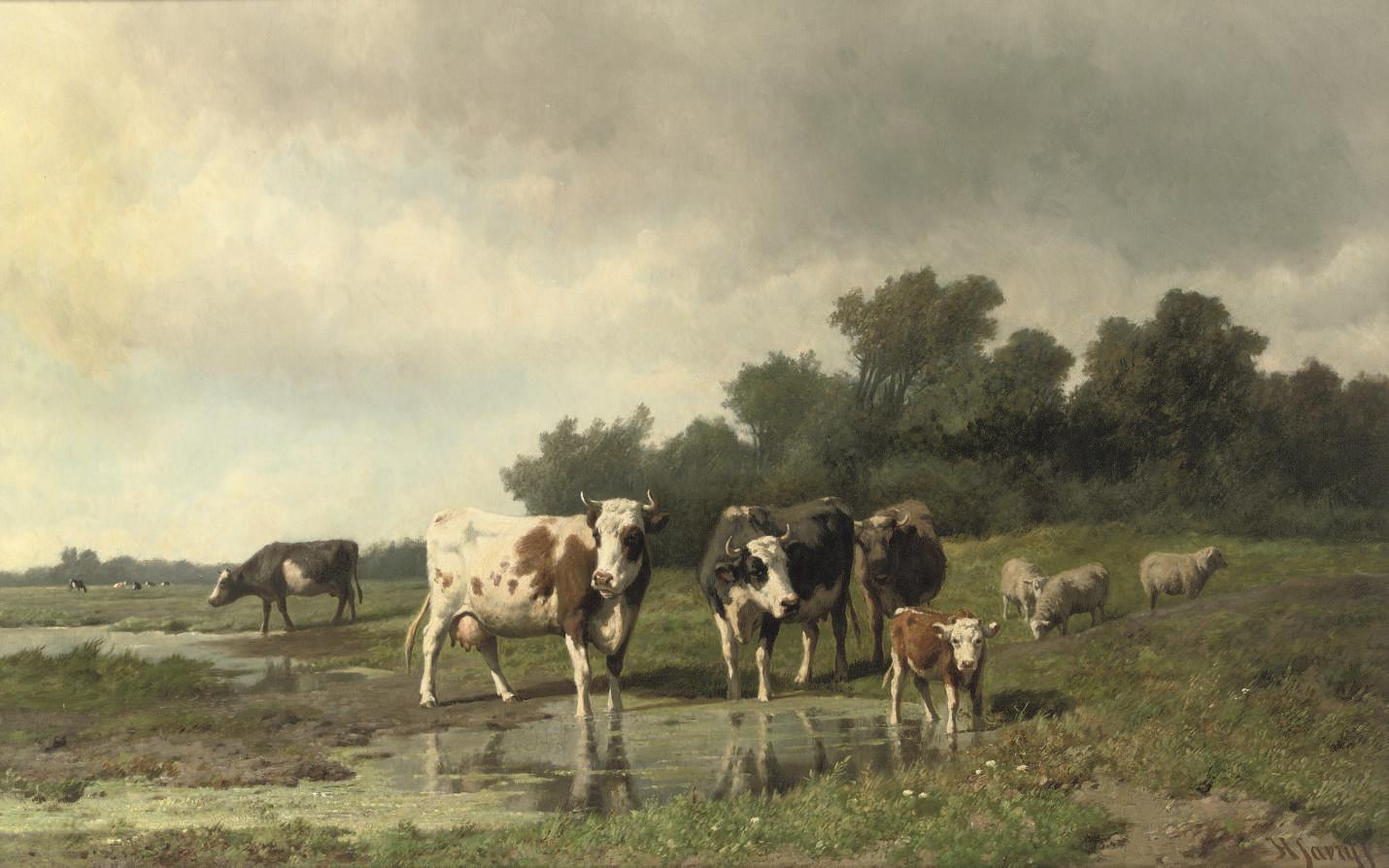 Hendrik Savry - Cattle in the meadow