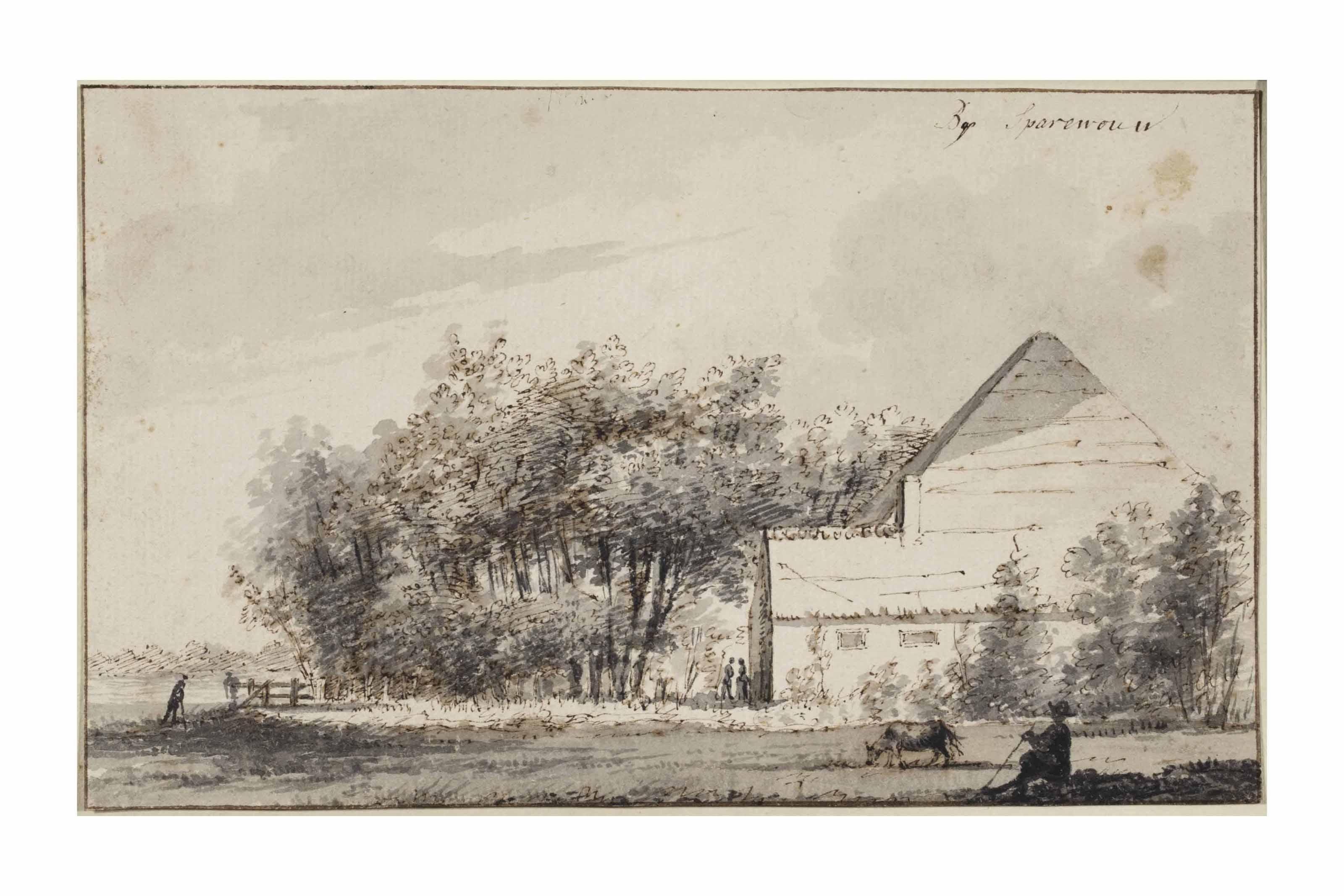 Hendrik Spilman - A house and trees near Spaarnwoude