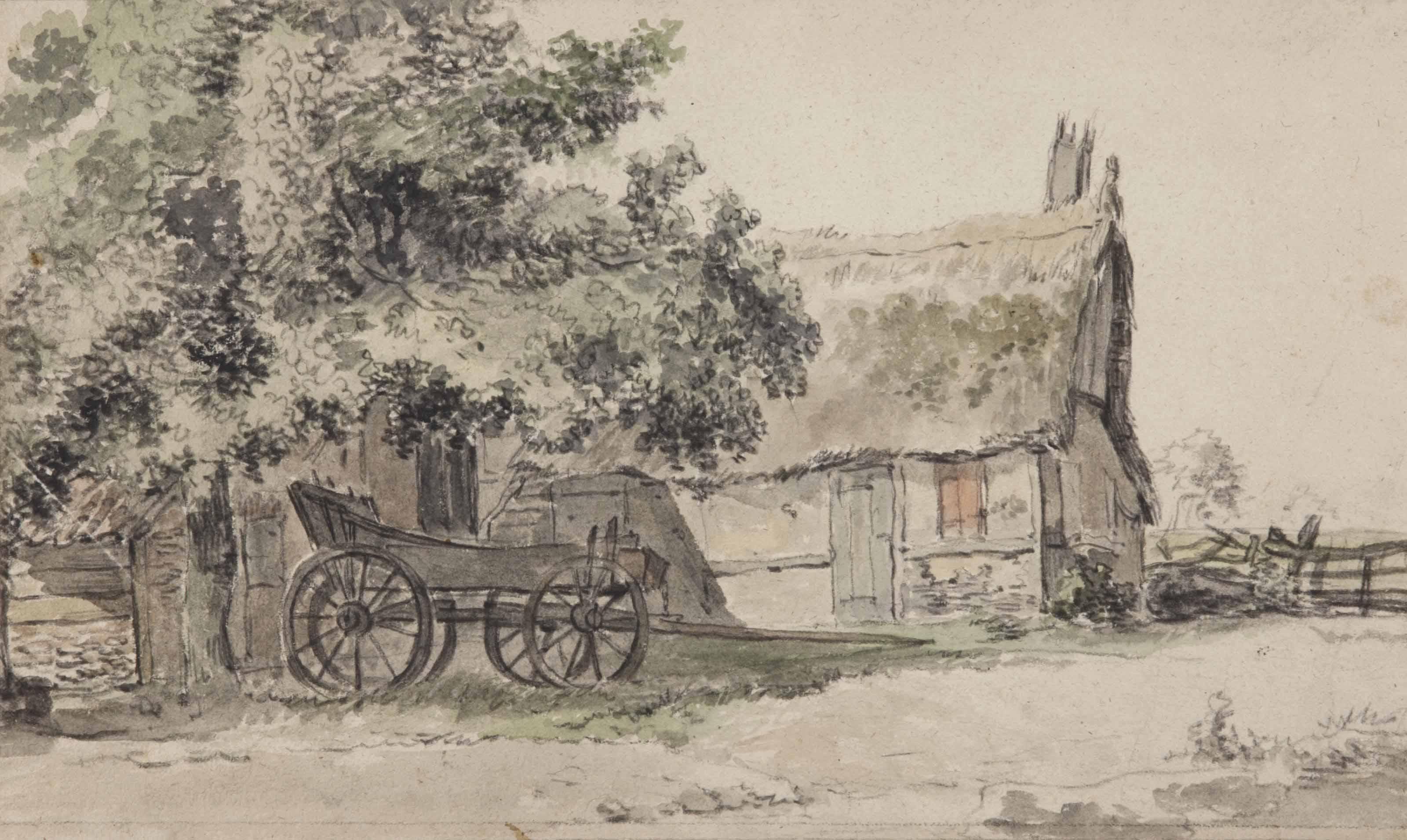 Hendrik Stokvisch - A farm building with a cart in the foreground