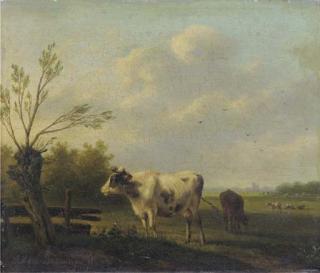 Hendrik Van De Sande Bakhuyzen - Cows in a summer meadow