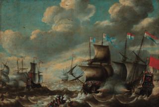 Hendrik Van Minderhout - The Dutch flagship Eendracht at the Battle of Lowestoft, 3rd June 1665