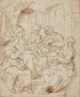 Hendrik Voogd - Mother And Son With A Dog In A Wooded Landscape