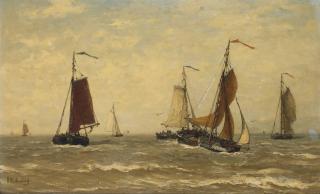Hendrik Willem Mesdag - Barques au large: bomschuiten in the breakers