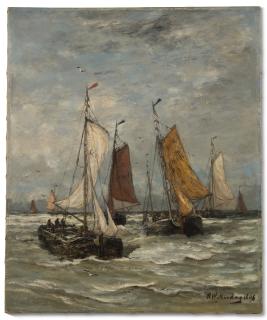 Hendrik Willem Mesdag - Bomschuiten at sea, Scheveningen