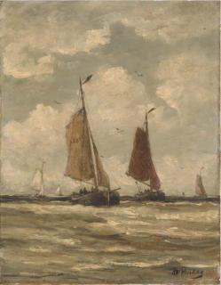 Hendrik Willem Mesdag - Bomschuiten At Sea, Scheveningen
