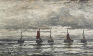 Hendrik Willem Mesdag - \'Bomschuiten\' at sea