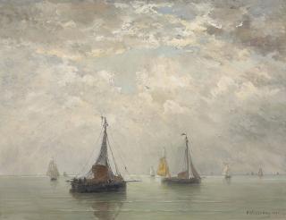Hendrik Willem Mesdag - Bomschuiten in the breakers