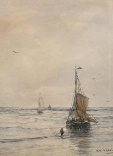 Hendrik Willem Mesdag - Bomschuiten in the surf