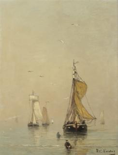 Hendrik Willem Mesdag - Bomschuiten on a calm sea