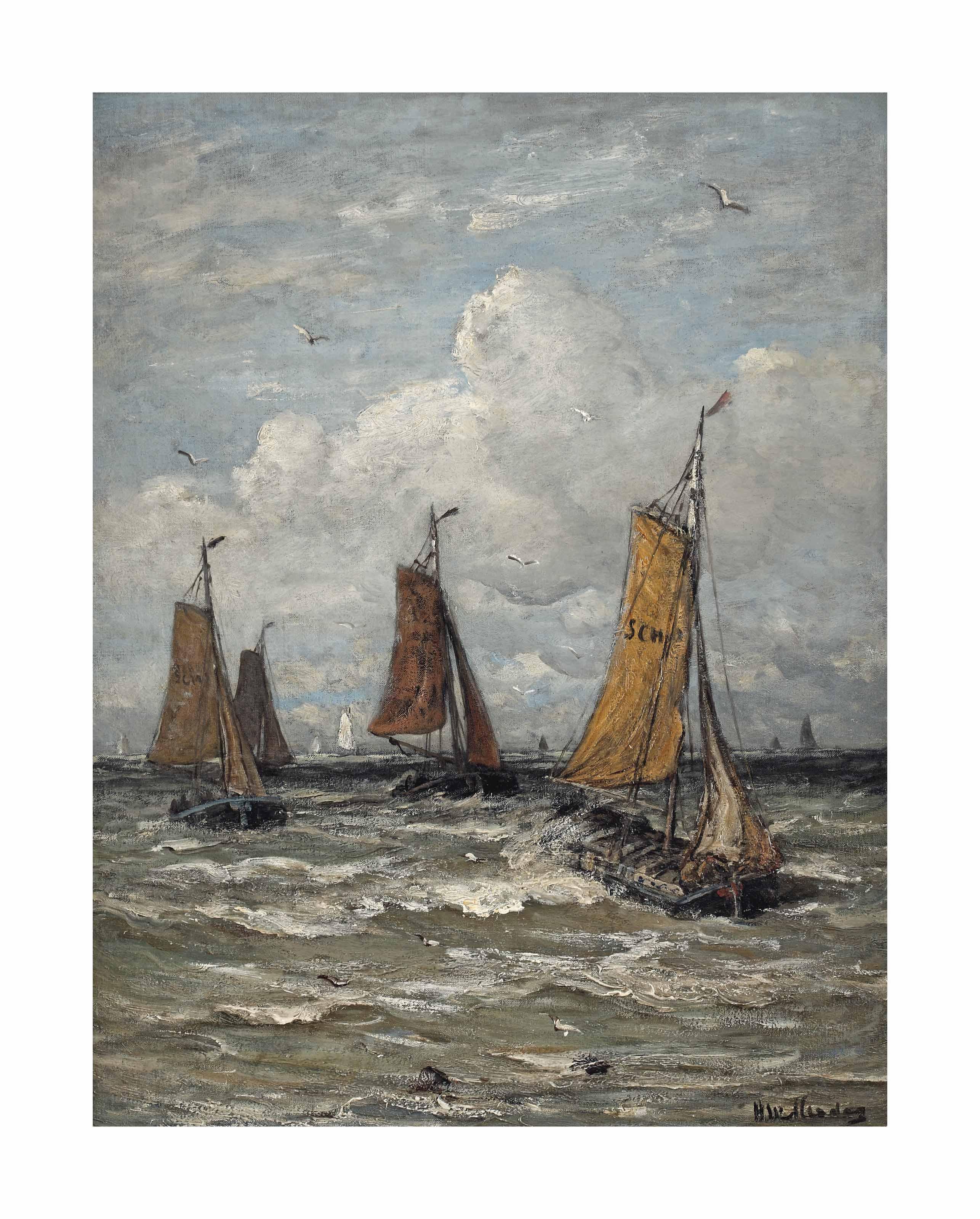 Hendrik Willem Mesdag - Bomschuiten setting out off Scheveningen