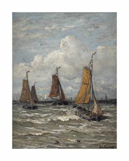 Hendrik Willem Mesdag - Bomschuiten setting out off Scheveningen