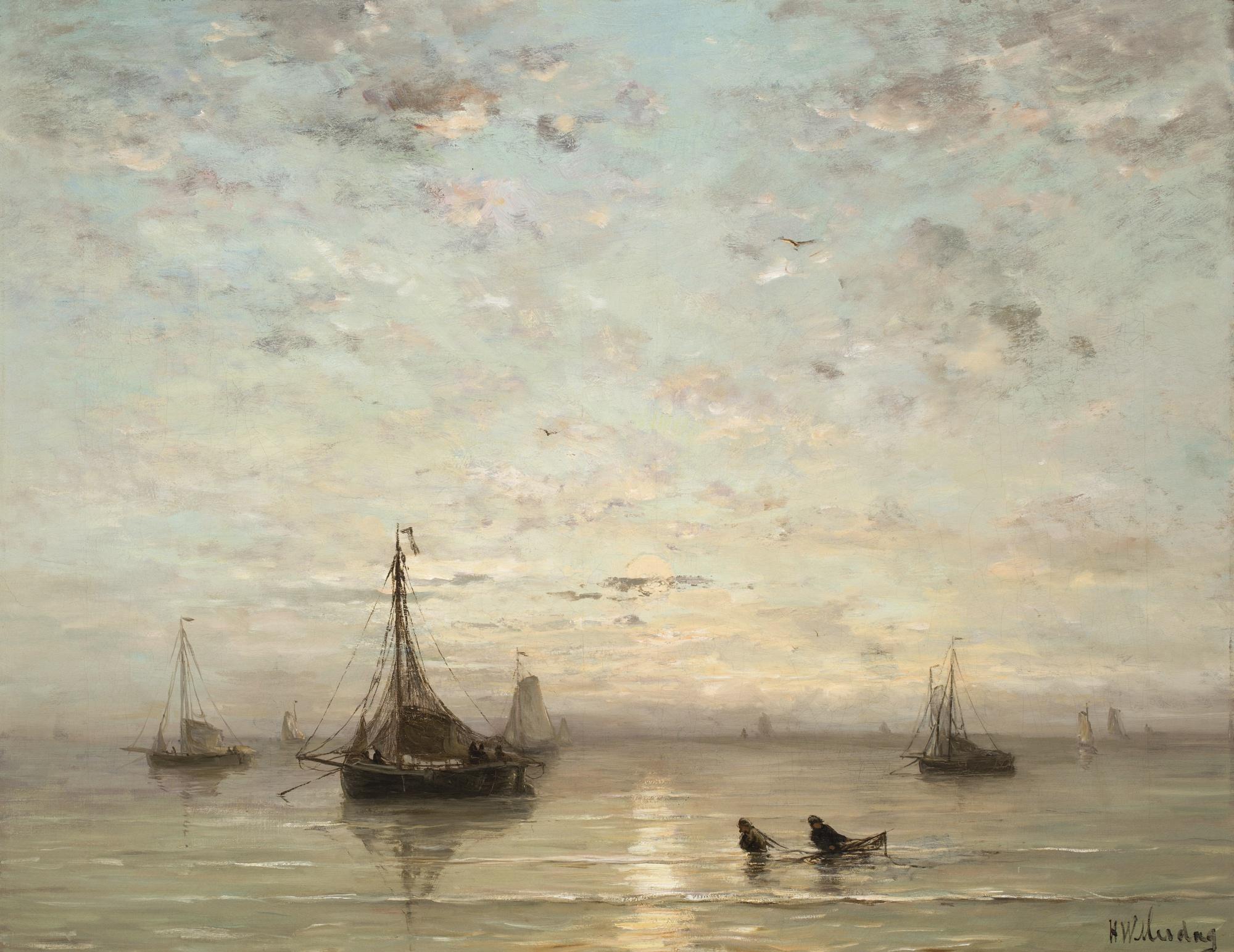 Hendrik Willem Mesdag - Dutch fishing Boats At Sunset