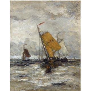 Hendrik Willem Mesdag - Dutch Fishing Boats On A Stormy Sea