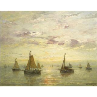 Hendrik Willem Mesdag - Dutch sailing Vessels In A Calm