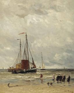 Hendrik Willem Mesdag - Fishing barges at low tide