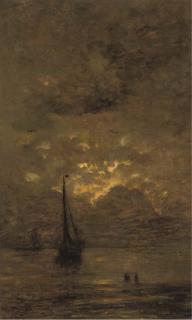 Hendrik Willem Mesdag - On the beach at sunset