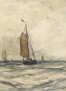 Hendrik Willem Mesdag - Sailing vessels at sea by Scheveningen