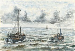 Hendrik Willem Mesdag - Segelboote in rauer See