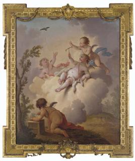 Hendrik Willem Schweickhardt - Putti Playing With A Teathered Bird