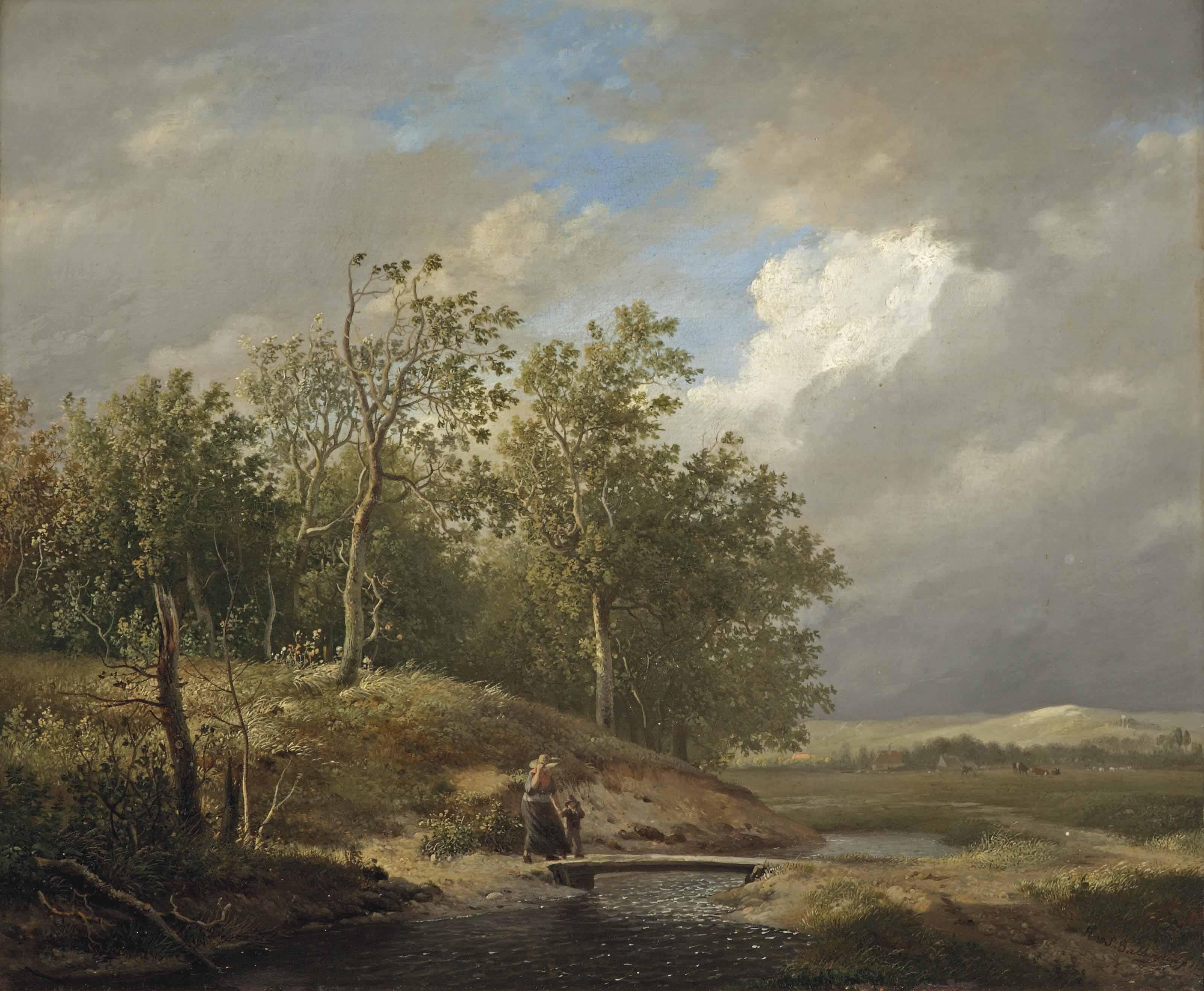 Hendrikus van de Sande Bakhuyzen - Crossing the river