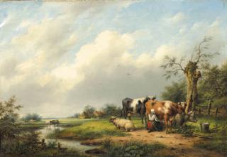 Hendrikus Van De Sande Bakhuyzen - Milking Time