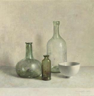 Henk Helmantel - A still life with a Roman glass